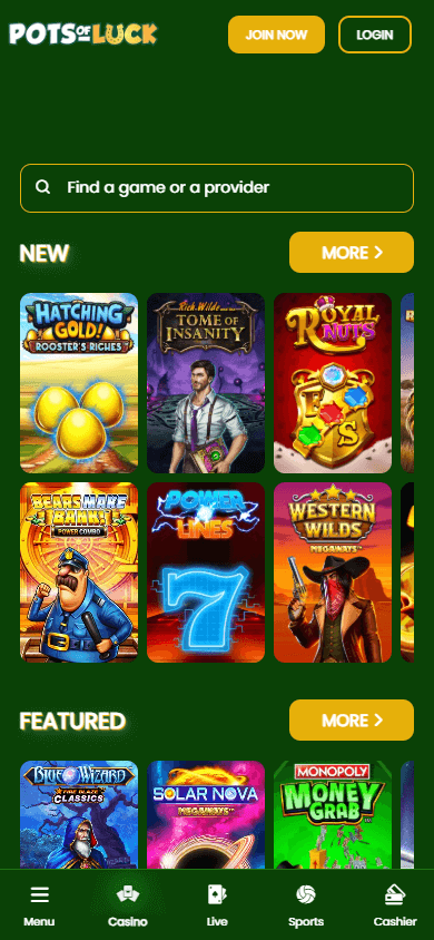PotsOfLuck Casino Mobile screenshot